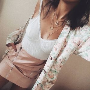 Pink Faux Leather Highwaist Skirt